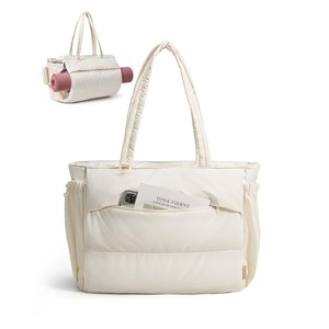 Quilted Shopping Puffy Yoga Mat <strong>Tote</strong> <strong>Bag</strong> <strong>With</strong> Wet Dry Separation Puffy <strong>Tote</strong> <strong>Bag</strong> for Women Travel Gym Sports Carryall - Product Image 2