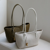 Bolso Tote Trenzado a Mano de Estilo Francés, Directo de Fábrica, para Uso Diario en la Oficina, de Gran Capacidad, para Mujer