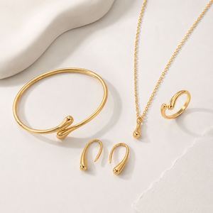 Ensemble de bijoux élégant réglable en forme de goutte d'eau, collier et boucles d'oreilles en alliage pour femmes, mariage, fête, fiançailles - Product Image 2