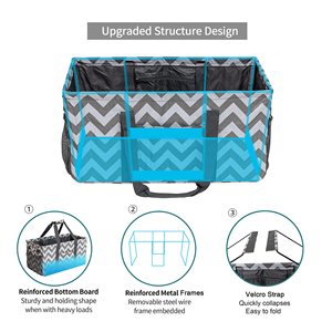 Borsa tote extra large con telaio in filo metallico rinforzato, borsa riutilizzabile per la spesa, il picnic - Product Image 3