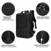 Sac à dos décontracté multifonctionnel en tissu Oxford 44L grande capacité, durable, étanche, avec fermeture éclair extensible et port USB pour ordinateur portable – Vente en gros