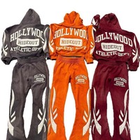 Survêtements grande taille pour hommes, ensemble pantalon de survêtement évasé et sweat à capuche, streetwear unisexe en polaire, design 2 en 1, survêtement personnalisé