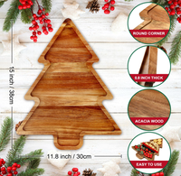 Ecologisch verantwoorde, kerstboomvormige dienblad van acaciahout, decoratief serveerplateau voor fruit, kaas, snacks, kersttafeldecoratie