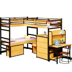 <span class=keywords><strong>Lit</strong></span> Superposé Moderne pour Dortoir Scolaire 3 Personnes avec <span class=keywords><strong>Armoire</strong></span> et Bureau d'Étude, Idéal pour Enfants, Adolescents et Étudiants - Product Image 2