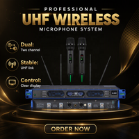 Système de microphone sans fil UHF double canal XUNGUAN SL-6500 avec récepteur à montage en rack et microphones portatifs pour la scène et les discours