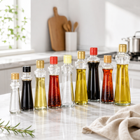 Bouteille à sauce en verre de haute qualité, distributeur d'huile et de vinaigre hermétique incurvé, récipient de rangement de cuisine multi-tailles