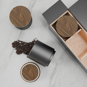 Contenitore in ceramica per chicchi di caffè con coperchio in legno bottiglie e <span class=keywords><strong>barattoli</strong></span> per la conservazione degli alimenti <span class=keywords><strong>barattoli</strong></span> da cucina <span class=keywords><strong>Vintage</strong></span> sostenibili DHPO - Product Image 4