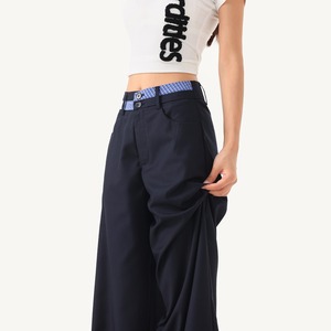 <span class=keywords><strong>Pantalon</strong></span> large <span class=keywords><strong>bleu</strong></span> <span class=keywords><strong>marine</strong></span> pour <span class=keywords><strong>femme</strong></span>, taille haute, double boutonnage, style baggy, streetwear Y2K, style coréen, <span class=keywords><strong>pantalon</strong></span> de travail pour <span class=keywords><strong>femme</strong></span> de bureau - Product Image 2