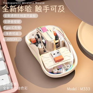 M333 <b>Wireless</b> Transparent <b>Mouse</b> With <b>Rechargeable</b> Color Breathing Light For Tablets Laptops Office Use - Product Image 2