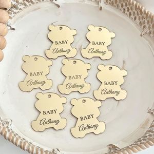 Étiquettes personnalisées en acrylique pour ours en peluche - Cadeaux de baptême, première communion, anniversaire, mariage - Durables, imperméables, pour tous les âges - Product Image 4