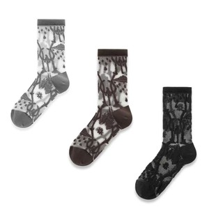 Calcetines de Seda con Cristales y Estampado Retro para Mujer - Calcetines Transpirables de Media Pantorrilla para Verano - Product Image 5