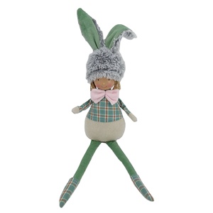 Tela hecha a mano conejo sentado decoración primavera <span class=keywords><strong>Pascua</strong></span> adornos decorativos <span class=keywords><strong>conejito</strong></span> tela hecha a mano artesanía - Product Image 1