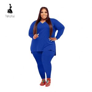Yanzhui 2026 Nuevo Conjunto de Dos Piezas de Verano para <span class=keywords><strong>Mujer</strong></span>, Talla Grande, Color Sólido, Informal, Talla 5XL - Product Image 5