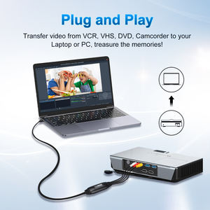 Carte de capture vidéo USB 2.0 RCA 1M, convertisseur audio-vidéo 1080p avec adaptateur Type-C pour magnétoscope, lecteur DVD, caméscope - Product Image 4
