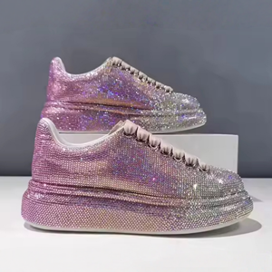 Tendance 2025 : Baskets décontractées personnalisées pour hommes, en cuir véritable et maille, souples, rehaussantes, avec diamants, style rétro - Product Image 1