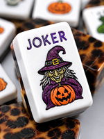 Mahjong Amerika Bertema Halloween Klasik Hitam yang Dapat Disesuaikan, Set Permainan Ubin Hiburan Halloween