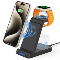 Station de chargeur sans fil 3 en 1 avec logo personnalisé et charge rapide 15W Support pour téléphone de bureau OJD-99D
