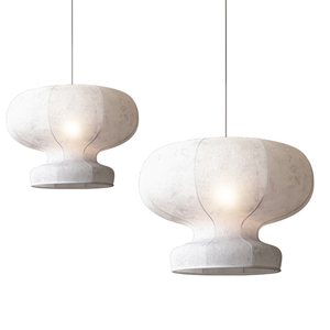 Luminaire suspendu style Wabi Sabi, rond, en tissu blanc, LED, pour salon de thé, chambre d'hôtel, design zen minimaliste - Product Image 5