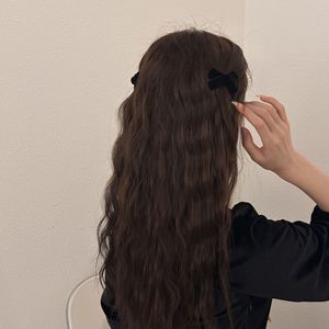 Fermaglio per capelli vintage in velluto nero con fiocco, grazioso fermaglio a coda di cavallo tinta unita per donne e ragazze, accessori moda per capelli - Product Image 4