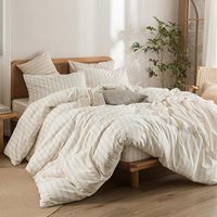 Housse de couette en coton lavé de haute qualité et au meilleur prix, beige rayée, luxe, pour toutes les saisons