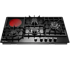 Build in 5 burner gas and ceramic hob with tempered glass panel gas hob
