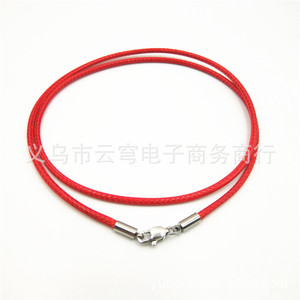 Collier en cordon rouge 2 mm avec boucle carrée en acier inoxydable, bijou unisexe, cordon de pendentif, origine Yiwu - Product Image 1