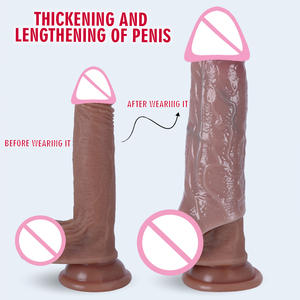 Fabrik 16,5 cm Umfang Verbesserung der realistischen männlichen Schwanz ärmel Penis Kondom Scheide Verlängerung mit Verzögerung Massage Feature Dildos Spielzeug - Product Image 4
