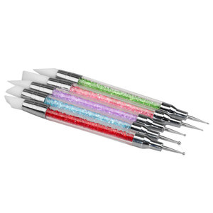 Pinceau à ongles double tête, double usage, fibres artificielles, manche en plastique, stylo de gaufrage, stylo de précision, aiguille de précision, lot de 5 - Product Image 3