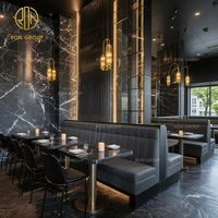 Modernes Hotel Marmor Tisch und Stuhl Coffee Shop Cafe Gewerbe möbel Lange schwarze Leder bank Sitz gelegenheiten Restaurant Stand