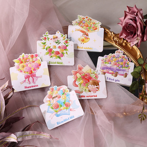 Carte de vœux romantique personnalisée de petite taille, vente en gros directe d'usine disponible, carte de vœux avec des fleurs de dessin animé - Product Image 2