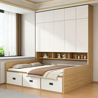 Ensemble de meubles de chambre à coucher modernes et personnalisés avec lit de rangement, armoire murale intégrée, tiroirs et design gain de place pour l'intérieur de la maison
