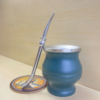 HSYM003 Cuillère à maté en acier inoxydable argenté de 175 mm et cuillère à bombilla