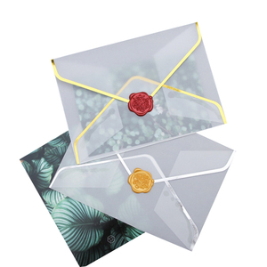 Enveloppe d'invitation en papier beurre noir, enveloppe transparente avec tampon en argent ou <span class=keywords><strong>or</strong></span> - Product Image 5