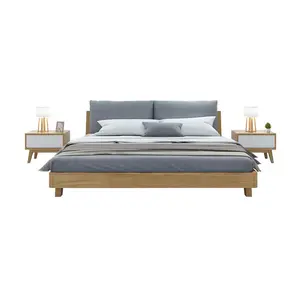 Custom solid wood bed simple double storage bed solid wood frame king beds bedroom furniture set