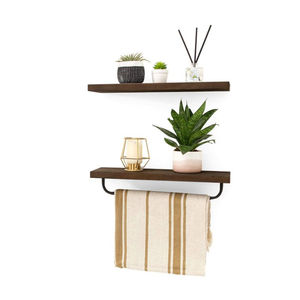 <strong>Rustic</strong> Wood Floating Shelves Wall Mounted for Living Room Bathroom Kitchen-Wooden <strong>Corner</strong> <strong>Shelving</strong> Storage - Product Image 4