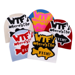 Biểu Tượng Tùy Chỉnh Beanie <span class=keywords><strong>Hat</strong></span> Dễ Thương Phim Hoạt Hình Cá Và Chữ Mô Hình Dệt Kim Y2K Beanie Cao Cấp Acrylic Đô Thị Unisex Thời Trang Mùa Đông Mũ - Product Image 2