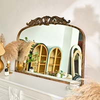 Miroir mural en métal cintré artisanal ART NEST, style baroque orné vintage, 35,43" de large x 29,13" de long, bronze antique vieilli
