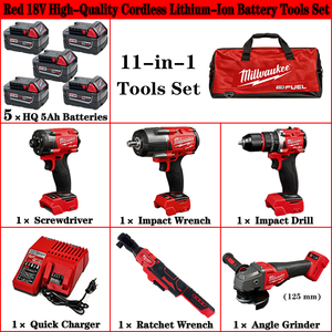 Kit d'outils électriques sans fil <span class=keywords><strong>Milwaukee</strong></span>, clé à cliquet, clé à chocs, tournevis, outils industriels, <span class=keywords><strong>M18</strong></span> sans balais, ensemble d'outils 11 en 1 - Product Image 2