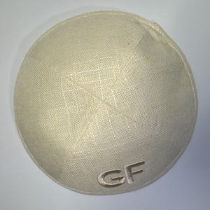 <span class=keywords><strong>Kippa</strong></span> en lin personnalisable pour les célébrations de Hanoucca, avec motifs brodés, collection Simcha, broderie de dreidel et menorah - Product Image 1