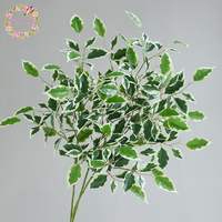 Vente en gros de feuilles de ficus artificielles de 80 cm, branche à toucher réel, fausse feuillage de banian, tiges vertes pour la décoration de la maison, du jardin et des mariages