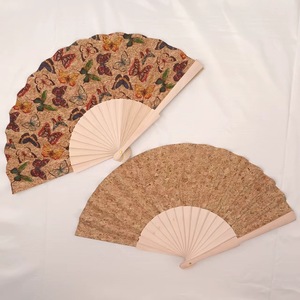 Fatingna Simple Wooden Fan Eco-Friendly Bark Cloth Cork Folding Design Hand Painted Ten Wood Crafts Wooden Boxes Wall Signs