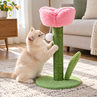 Kinghon Jouets modernes pour chats en plastique, Griffoir en forme de champignon avec corde de sisal, Tour d'escalade pour chatons avec boule tournante en bois