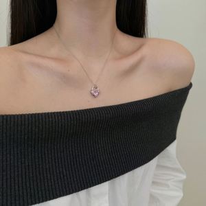 Dylam Cute New Design Women Dress up Jewelry S925 Silver <b>Chain</b> Pink 2ct 5A Cubic Zirconia Heart <b>Key</b> Pendant Necklaces Jewellery - Product Image 4