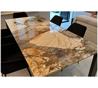 Dalles de granit en quartzite de Patagonie, pierre de cristal blanche du Brésil, plan de travail de cuisine et îlot pour villa