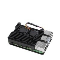 Raspberry Pi 5 kipas ganda aluminium Aloi casing pelindung pendingin kotak pelindung elektronik konsumen