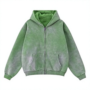 Sudadera con Capucha Oversize Transpirable Tie-Dye de Algodón French Terry con Bolsillos, Diseño de Color Liso, Estilo Lavado Ácido, Ideal para Otoño - Product Image 1