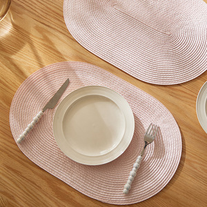 Manteles individuales ovalados de PP, color morado sólido, aislantes del calor, para decoración de comedor. - Product Image 3