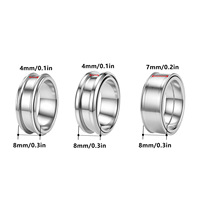8mm Herrenringe aus Edelstahl, abgeschrägt poliert, mit Rilleneinlage für Herrenschmuck