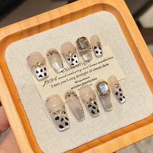 TSZS-<span class=keywords><strong>Uñas</strong></span> <span class=keywords><strong>postizas</strong></span> hechas a mano <span class=keywords><strong>con</strong></span> punta de leopardo, <span class=keywords><strong>uñas</strong></span> <span class=keywords><strong>postizas</strong></span> de otoño e invierno - Product Image 2