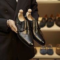 Style italien Qualité supérieure Personnalisable Chaussures de mariage pour hommes Taille européenne Sangle de moine Slip Plat Fait à la main Robe en cuir véritable